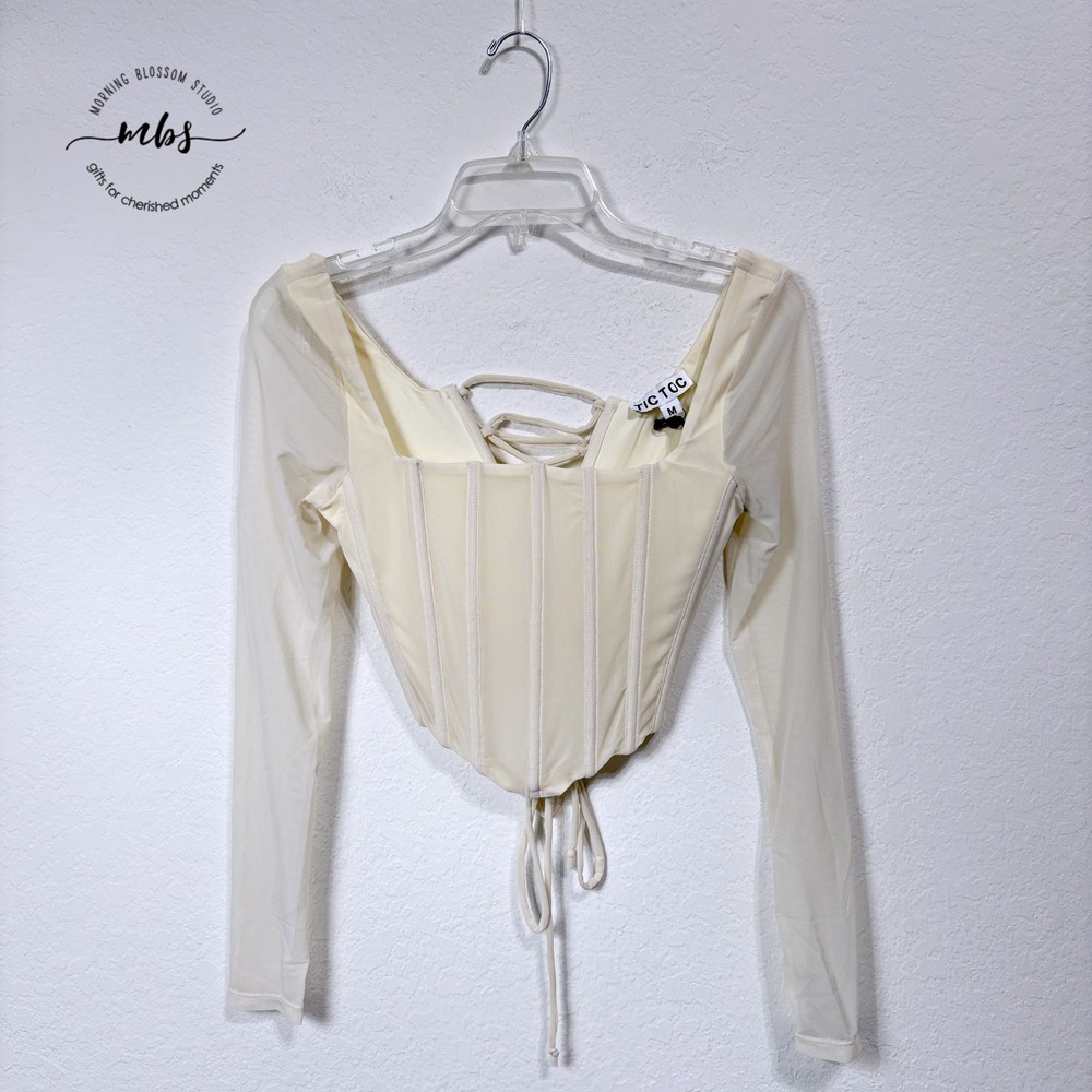 NWT Tic Toc Denice‎ Mesh Long Sleeve Underwire Corset Yellow Whimsigoth Women M
